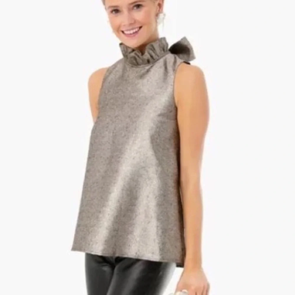 Tuckernuck Pomander Place Gold metallic Mason blouse L - Picture 1 of 15